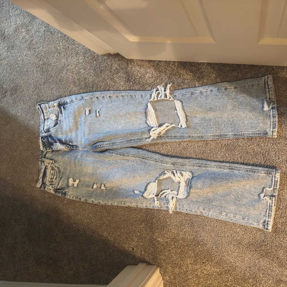 Distressed Boutique Light Blue Jeans